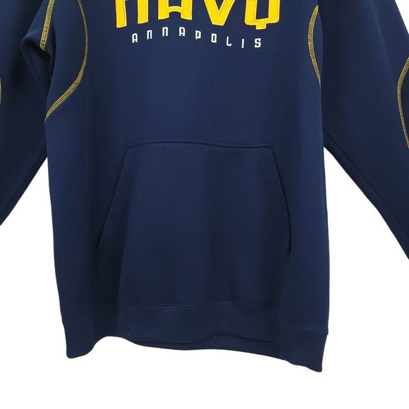 Adidas Navy Annapolis Hoodie Pullover Sweatshirt Men M Blue Gold Long Sleeve - Picture 5 of 14